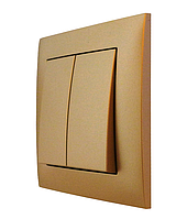 Вимикач двоклавішний внутрішній золото, серія IDEAL GOLD ТМ "MARSHEL" вбудований