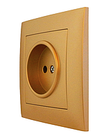 Розетка одномісна без заземлення внутрішня золото, серія IDEAL GOLD ТМ "MARSHEL"