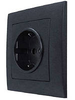 Розетка одномісна внутрішня із заземленням серія IDEAL BLACK ТМ "MARSHEL" чорна