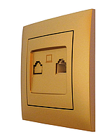 Розетка комп'ютерна RJ45 інтернет золото, серія IDEAL GOLD ТМ "MARSHEL"