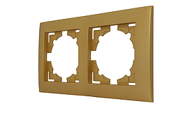 Рамка двомісна, подвійна горизонтальна золото, серія IDEAL GOLD ТМ "MARSHEL"