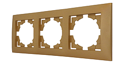 Рамка тримісна, потрійна горизонтальна золото, серія IDEAL GOLD ТМ "MARSHEL"