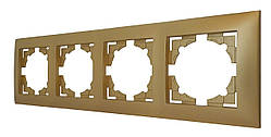 Рамка чотиримісна, четвірна горизонтальна золото, серія IDEAL GOLD ТМ "MARSHEL"