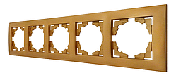 Рамка п'ятимісна, п'ятірна горизонтальна золото, серія IDEAL GOLD ТМ "MARSHEL"