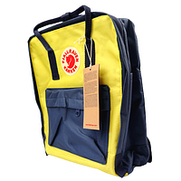 Рюкзак Fjallraven Kanken Classic на стиле 16 л (Полиэстер) Сине-желтый