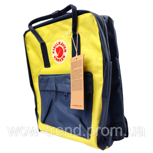 Рюкзак Fjallraven Kanken Classic на стиле 16 л (Полиэстер) Сине-желтый - фото 1 - id-p1449523616