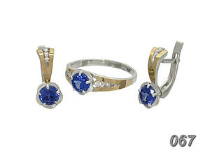 Срібний набір Анжеліка із золотими вставками та Танзанітом DARIY 067-03