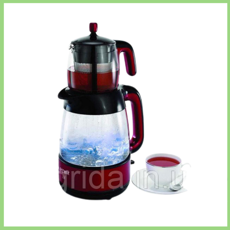 Электрический стеклянный чайник турецкий двойной Arcelik K-8025T Индикатор уровня воды Автоотключение 1800 Вт - фото 1 - id-p25891678