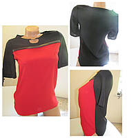 Блуза літня з коротким рукавом шифонова чорно-червона чудово під спідницю або штани