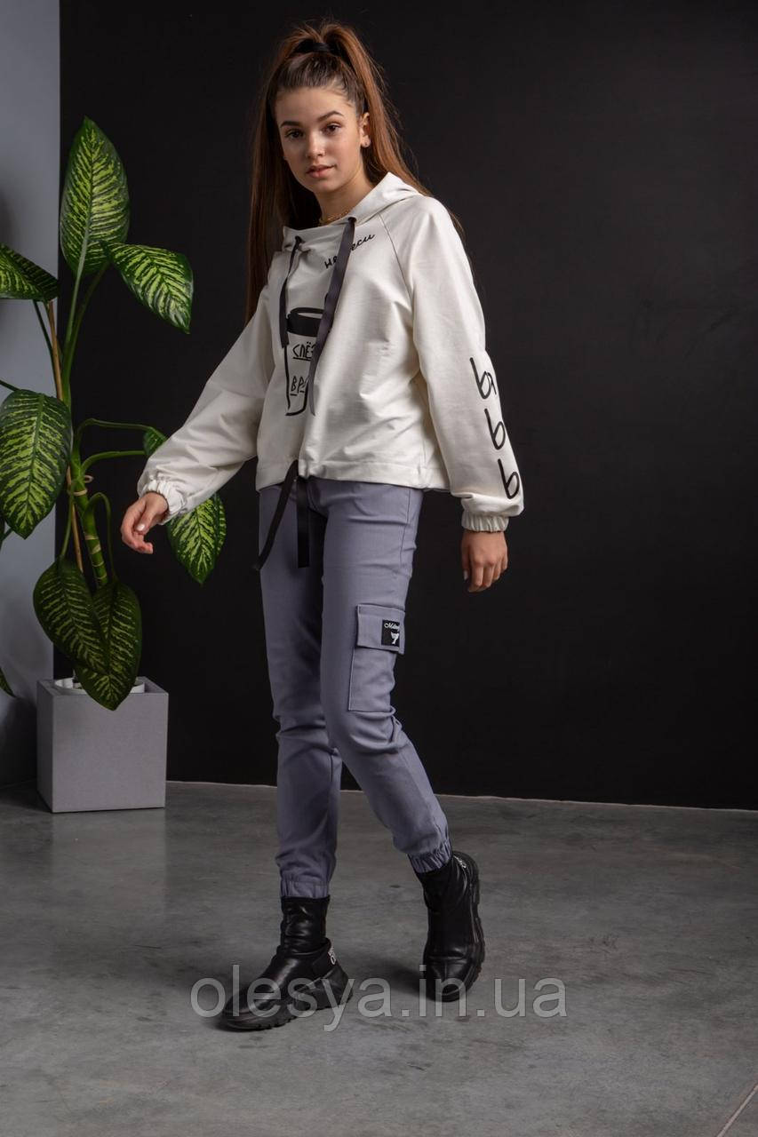 Штани карго, джогери котон сірі для дівчаток розмір 134, фото 1