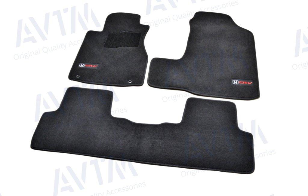 Ворсові килимки в салон Avtm для Honda CR-V 2006-2011 Автокилимки в салон Автм на Хонда СРВ Чорні Premium