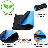 Килимок для йоги та фітнесу EVA (йога мат, каремат спортивний) OSPORT ECO Friendly Pro 4 мм (OF-0097) Чорно-синій, фото 3