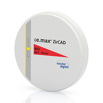 Цирконієвий диск IPS e.max ZirCAD для CAD/CAM обладнання MO 98.5-18мм/1