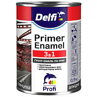 Ґрунт-емаль по іржі 3в1 Delfi біла 0,9 кг