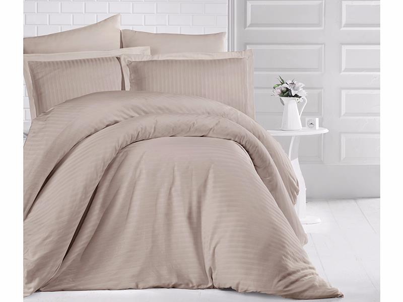 Постільна білизна Clasy Stripe Satin 160х220 Cappuccino