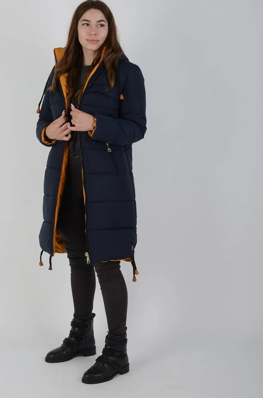Стильна якісна жіноча парка Маренго темно-синього кольору, фото 1