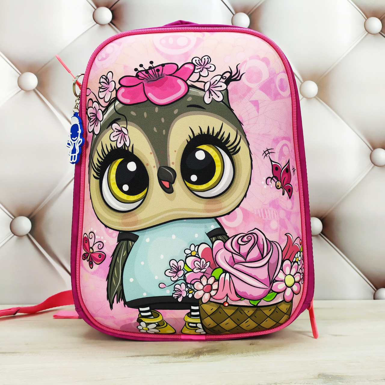 Рюкзак шкільний каркасний для дівчинки малиновий з совушкой Bagland Turtle 17 л. малиновий 688, фото 1