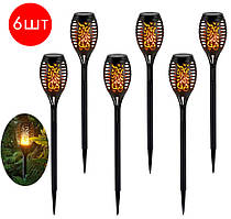 Декоративний садовий світильник (факел) WUS на сонячній батареї з імітацією вогню 12 Led (6 шт.)