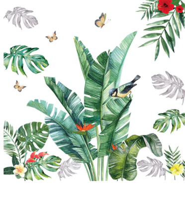 Вінілові наклейки Зелене листя папороті банан (лист 60 х 90 см) Б83-7, фото 1