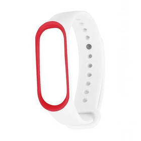 Силіконовий ремінець для фітнес браслета Xiaomi Mi Band 3 4 White-Red Біло Червоний