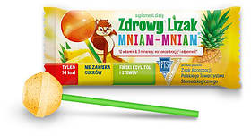 Здоровий льодяник "Mniam-Mniam" зі смаком ананаса без цукру Zdrowy Lizak