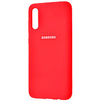 Силиконовый soft touch чехол с микрофиброй для Samsung A50 красный