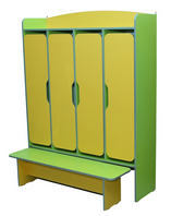 Шкаф 4-дверный для раздевалки, со скамейкой - фото 1 - id-p1450612793
