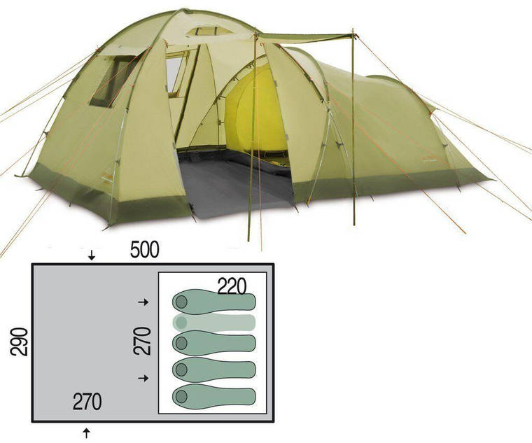 Намет 4-місний Pinguin Omega 4 Green, фото 2