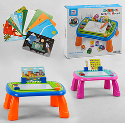 Дитячий мольберт Ігровий стіл 009-2063 Магнітна дошка для малювання і конструктор / 2 кольори