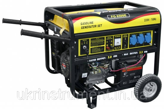 Потужний бензиновий генератор з електростартером для дому FORTE FG9000E, 7 кВт, електростанція