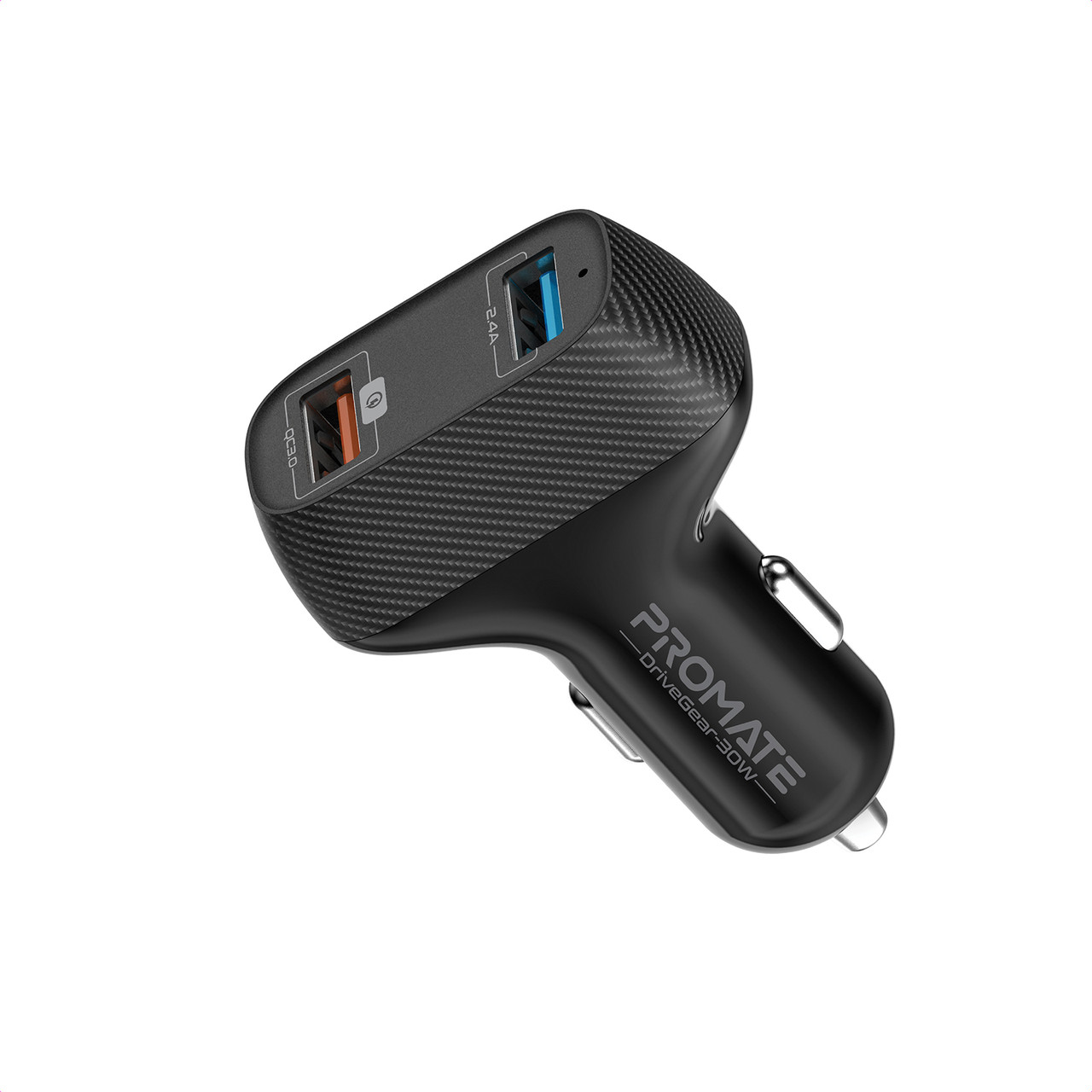 Автомобільний зарядний пристрій Promate DriveGear-30W USB QC 3.0 + USB 2.4A Black (drivegear-30w.black)