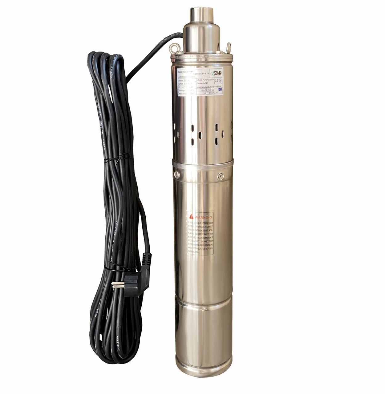 Насос свердловинний шнековий VOLKS pumpe 4 QGD 2.5-60-0.75 кВт + кабель 15 м