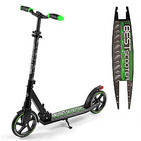 Самокат двоколісний (колеса PU 200 мм) Best Scooter 86125 Чорно-зелений