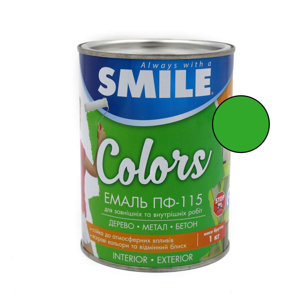 Фарба Smile ПФ-115 світло-зелена 0,9 кг