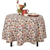 Скатерть гобеленовая с тефлоновым покрытием на круглый стол "Пасхальный декор" Villa Grazia Ø 200 см