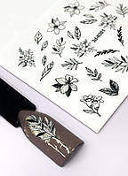 Водный Слайдер дизайн фото дизайн 3D для ногтей с яркой печатью 3д лилии листья