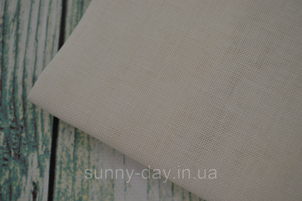Тканина рівномірного плетіння льон Permin 075/00 колір білий, 26 каунт