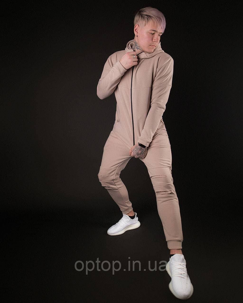 Мужской спортивный костюм на молнии с карманами и капюшоном молодежный Optop Dsquared Limit 1.0 Бежевый - фото 2 - id-p1450708566