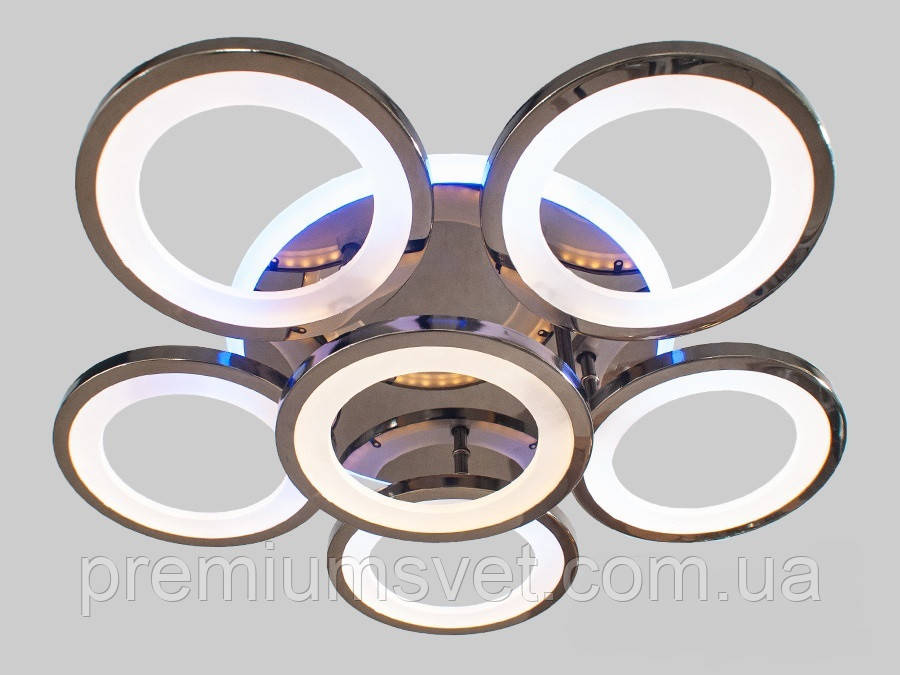 Стельова світлодіодна люстра колір хром 5538/5+1HR LED 3 color dimmer, фото 1
