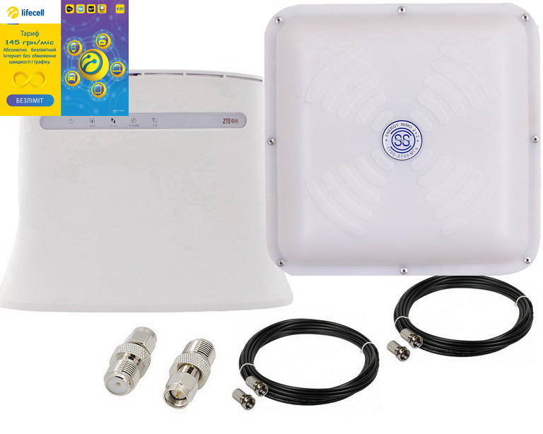 ZTE MF283U (phone ports), MIMO Антена 1700-2700 МГц 30dBi + Lifecell Безліміт 249 грн/міс, фото 1