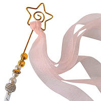 Іграшка дразинка вудка зі стрічками для котів і зірочка рожева