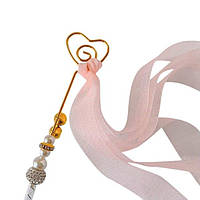 Іграшка дразинка вудка зі стрічками для кішок і котів сердечко рожева