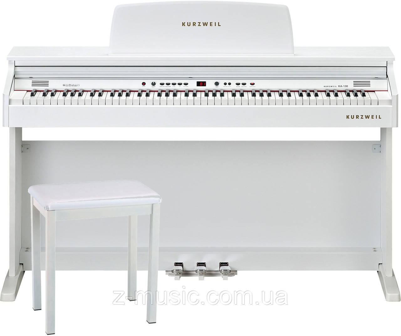 Цифрове піаніно Kurzweil KA130 WH (стійка, 3 педалі, банкетка, пюпітр, блок живлення)