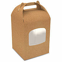 Бумажная коробка для куличей крафт 150*150*200 50 шт с пластиковым окошком