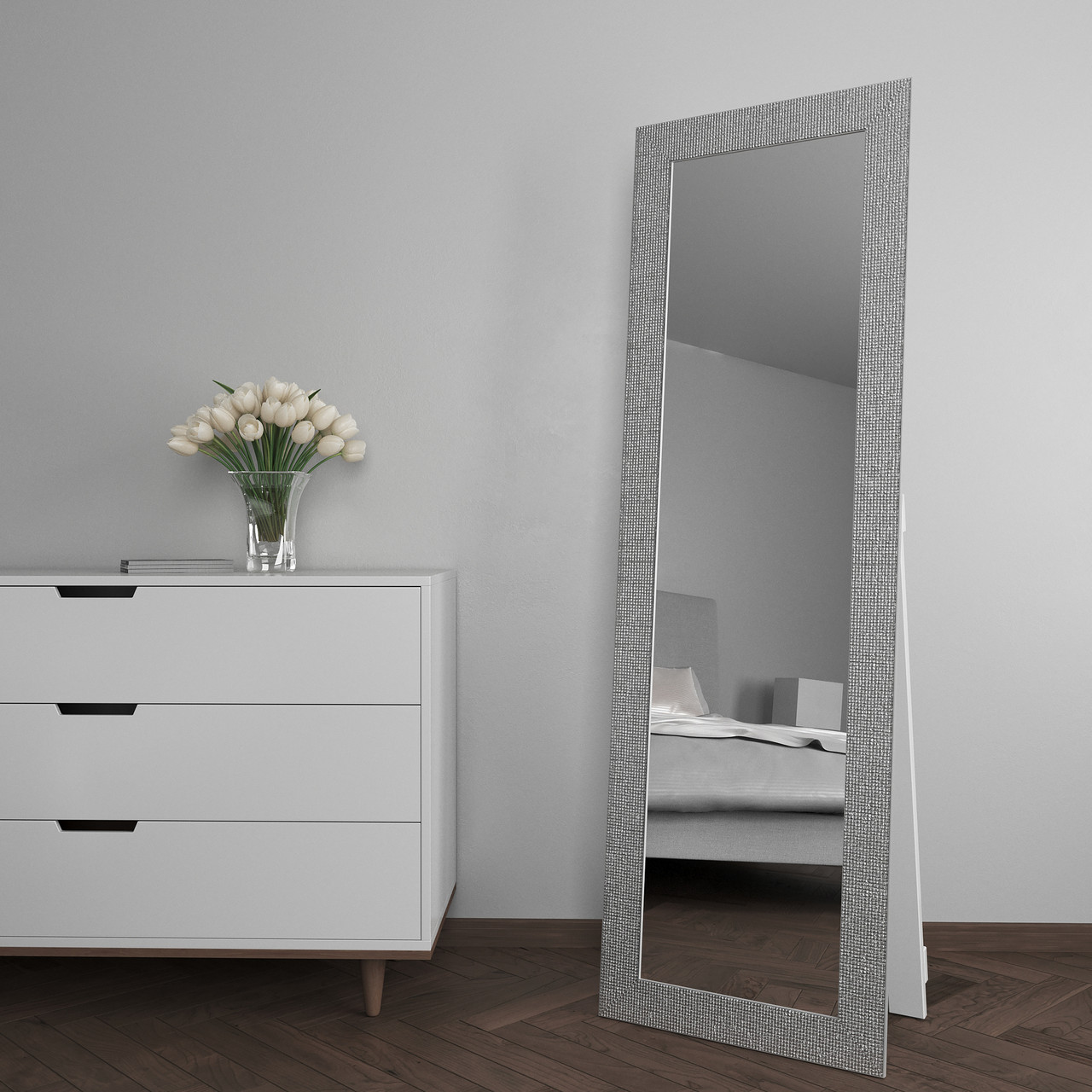 Дзеркало підлогове в срібній рамі 176х56 Black Mirror ростове у фотостудію, фото 1