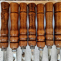 Шампур із дерев'яною лакованою ручкою, плоский, 750х13х 3 мм