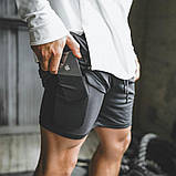 Спортивні шорти з кишенею для телефону, чоловічі шорти-тайтсы камуфляж з білими тайтсами розмір L 25-0001, фото 2