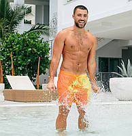Шорты хамелеон для плавания, пляжные мужские спортивные меняющие цвет жёлто-оранжевые размер 2XL код 26-0000