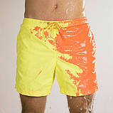 Шорти хамелеон для плавання, пляжні чоловічі спортивні змінюють колір жовтий з малюнком розмір XL код 26-0005, фото 6