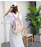 Рюкзак сумка антизлодій з вишивкою квіточок жіночий міський бежевий Код 10-0112, фото 2